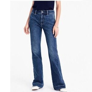 J.Crew Womens High Rise Wide Leg Trouser Jeans Blue Indigo  Size 24
